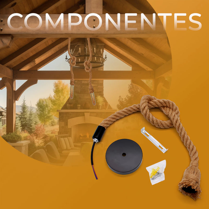 Luminária Pendente Rústico Lustre Teto Corda Sisal 1m