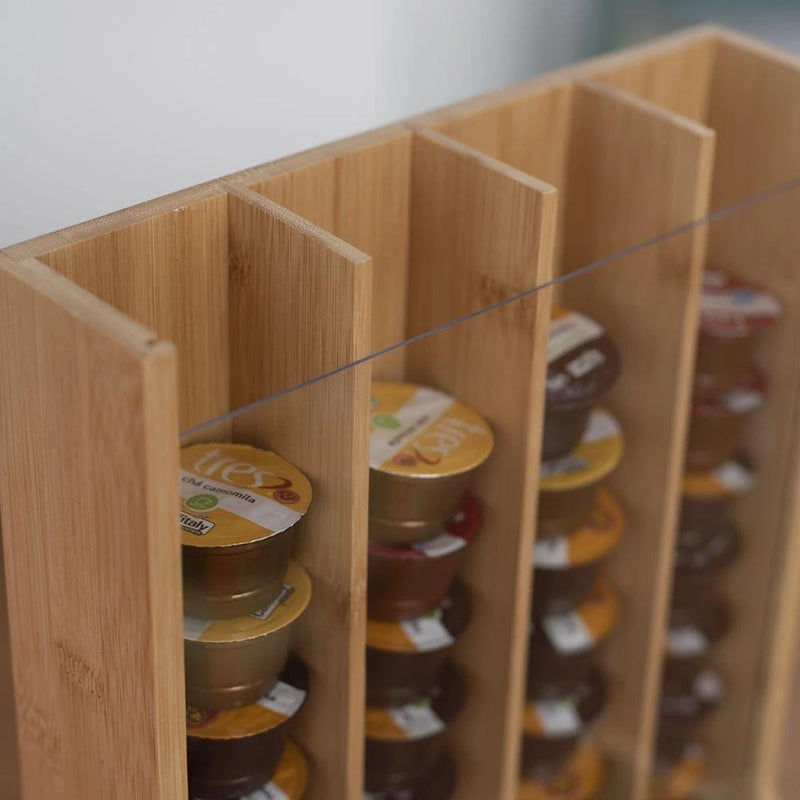 Porta Cápsulas universal com 4 Divisórias - Bambu