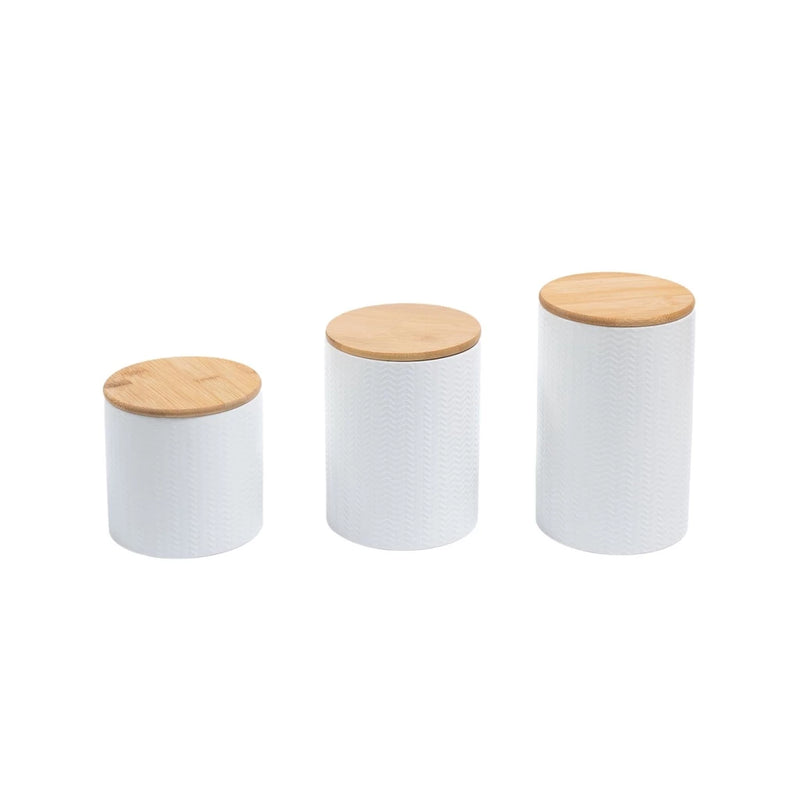 Kit 3 potes grandes com tampa de bambu 0,9l, 1,2l e 1,5l